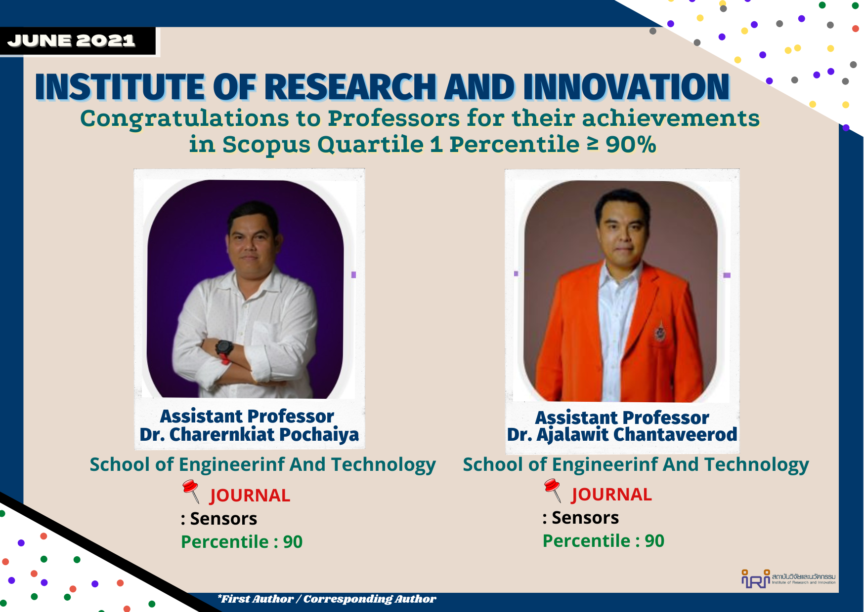 Congratulations to teachers who have performed in Scopus Quartile 1 Percentile ≥ 90 June.