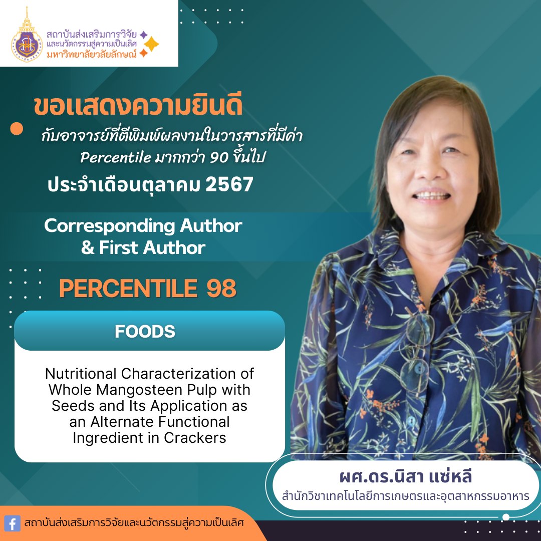 แสดงความยินดีอาจารย์ที่ตีพิมพ์ผลงานในวารสาร Persentile มากกว่า 90