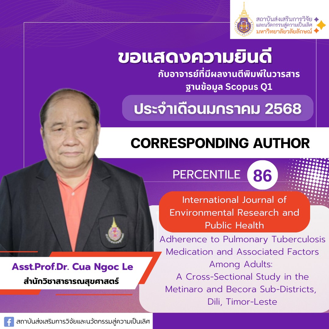 Asst.Prof.Dr. Cua Ngoc Le (อาจารย์ประจำสำนักวิชาสาธารณสุขศาสตร์)