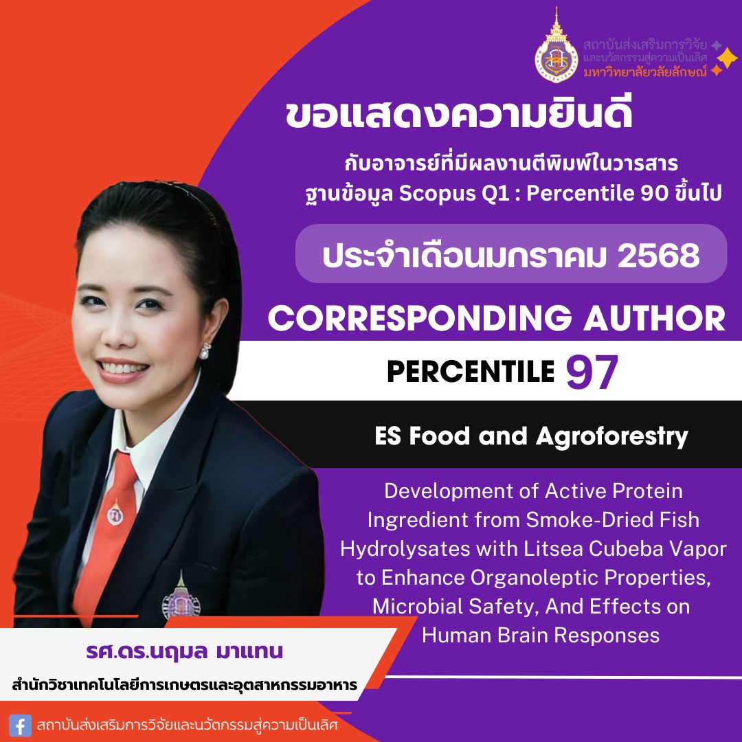 รศ.ดร.นฤมล มาแทน (อาจารย์ประจำสำนักวิชาเทคโนโลยีการเกษตรและอุตสาหกรรมอาหาร)