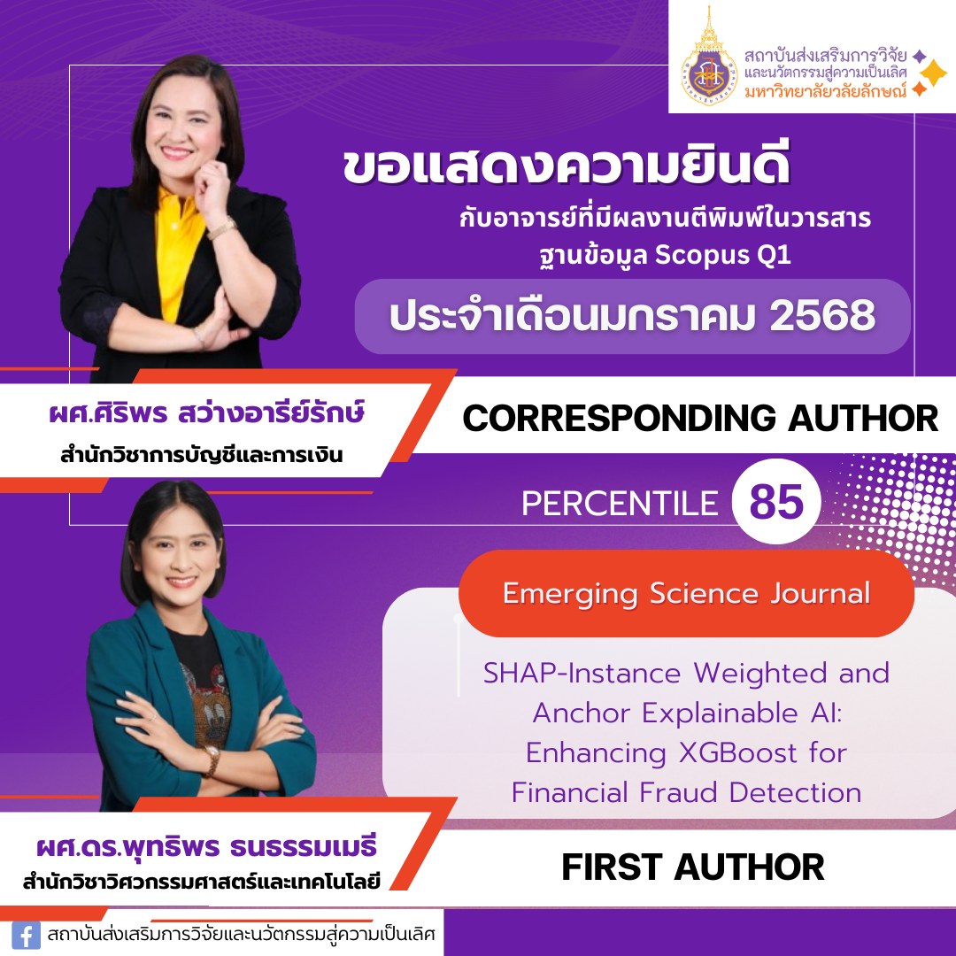 ผศ.ศิริพร สว่างอารีย์รักษ์ (อาจารย์ประจำสำนักวิชาการบัญชีและการเงิน) ผศ.ดร.พุทธิพร ธนธรรมเมธี (อาจารย์ประจำสำนักวิชาวิศวกรรมศาสตร์และเทคโนโลยี)