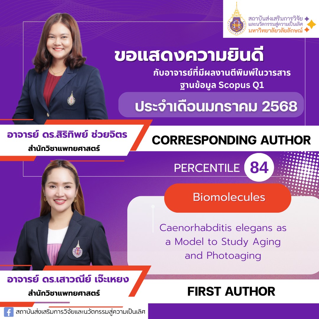 อาจารย์ ดร.สิริทิพย์ ช่วยจิตร (อาจารย์ประจำสำนักวิชาแพทยศาสตร์) อาจารย์ ดร.เสาวณีย์ เจ๊ะเหยง (อาจารย์ประจำสำนักวิชาแพทยศาสตร์)