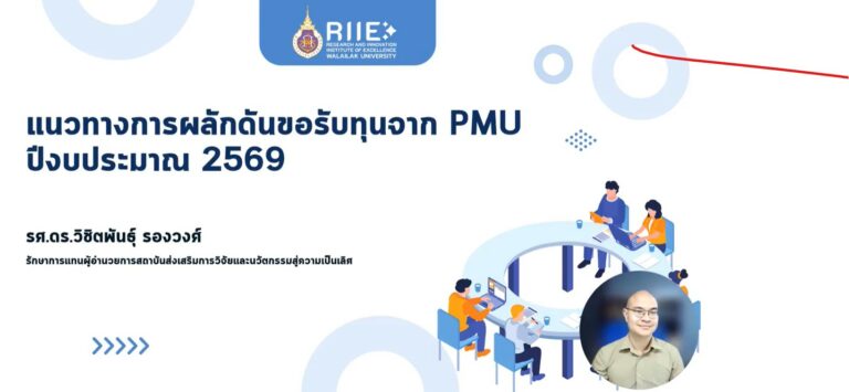 กิจกรรมการเตรียมข้อเสนอโครงการวิจัยเพื่อขอทุนจาก PMU สำหรับปีงบประมาณ 2569 เพื่อเป็นการเตรียมความพร้อมและสนับสนุนคณาจารย์ในการยื่นขอรับทุนวิจัยจาก PMU